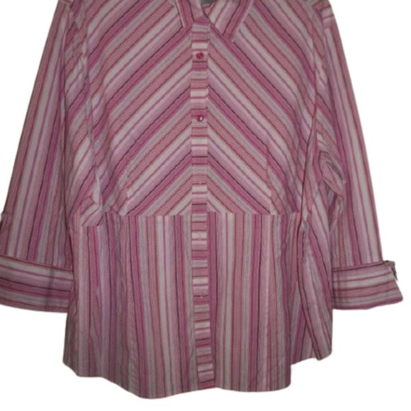---  Delta Burke Pink Striped Shirt Size 16 - Picture 2 of 3